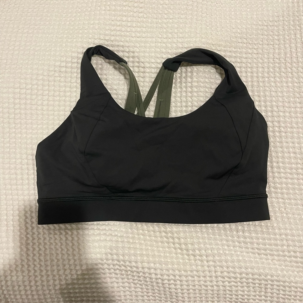Lululemon free to be elevated bra (dark green, light green)
